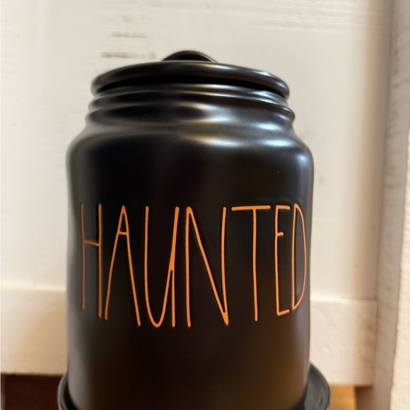 Rae Dunn Black and Orange 'Haunted' Canister - Picture 1 of 1